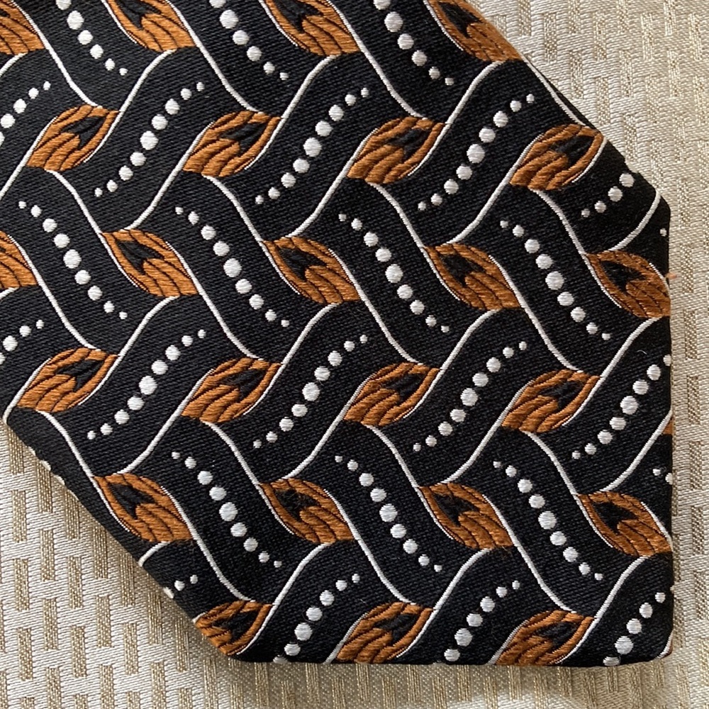Robert Talbot Best of Class Woven Silk Men’s Tie - black, white, copper